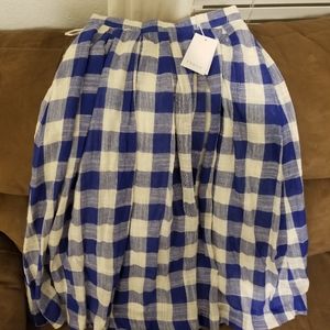 FRNCH Blue and White Gingham Midi Skirt